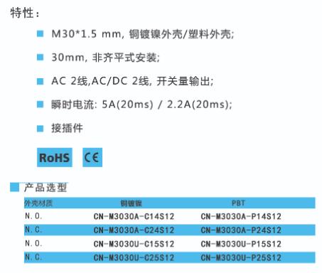 BEDOOKSENSOR電容式接近開關 M30系列